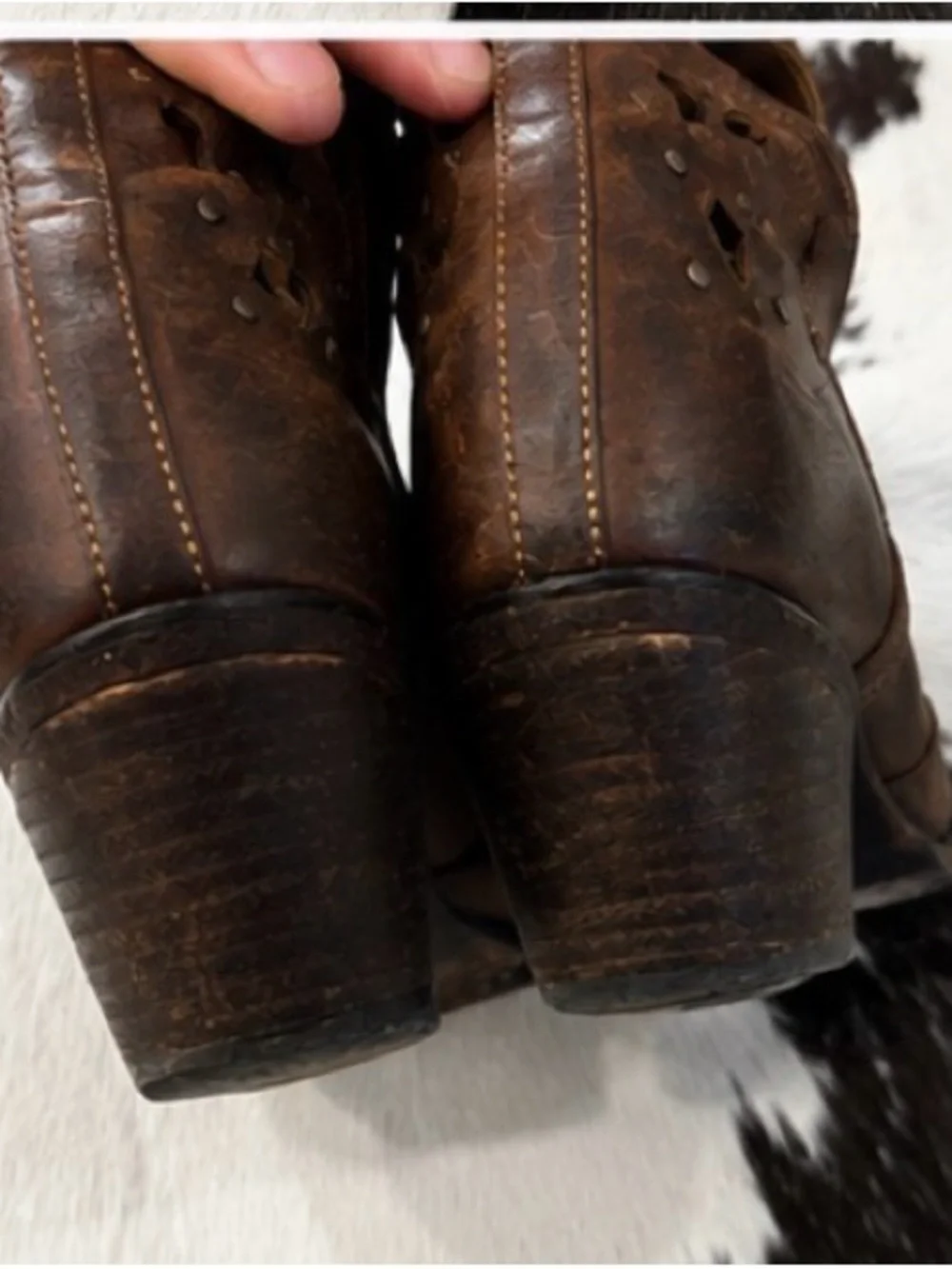 Ariat Brown Leather Cutout Western Booties